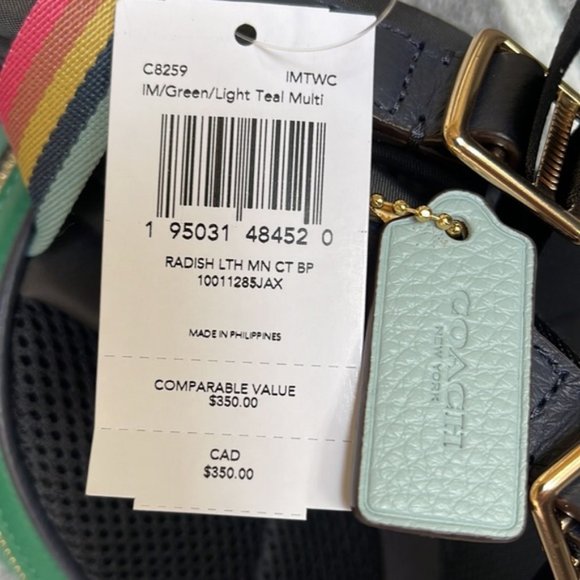 Coach Bags Coach Radish Leather Mini Court Backpack Green Light